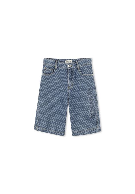 Bermuda In Denim Curb Blu Con Logo LANVIN ENFANT | N30220Z03